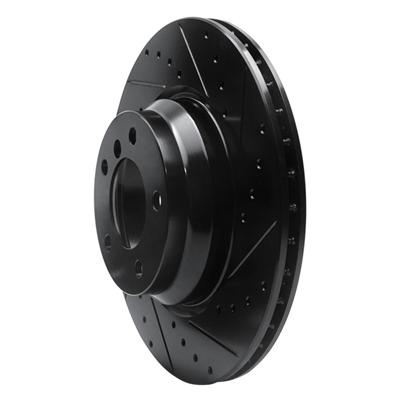 BMW 330XI Brake Rotor (1) - Front Right - R1 Concepts - Drilled & Slotted - Black - `06-`12